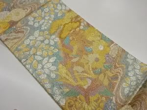 ふくれ織松に花鳥模様織出し袋帯